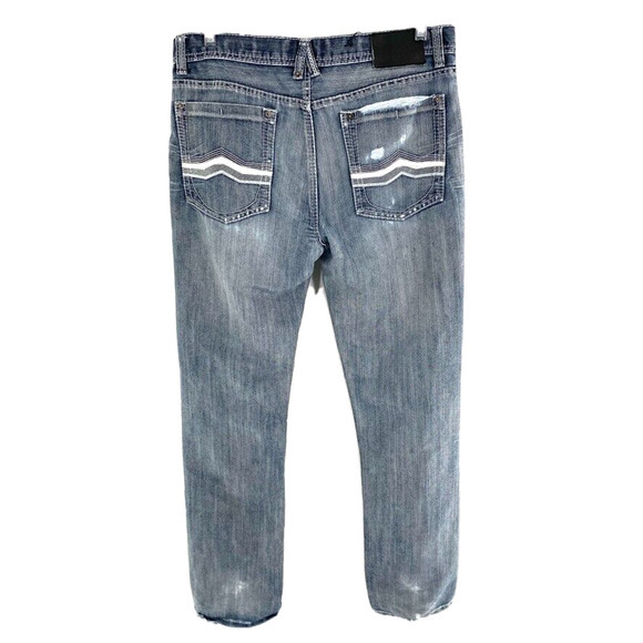 Buckle Black Mens Low Rise Slim Straight Jeans Distressed‎ Blue Y2K 34x32 - Picture 2 of 12